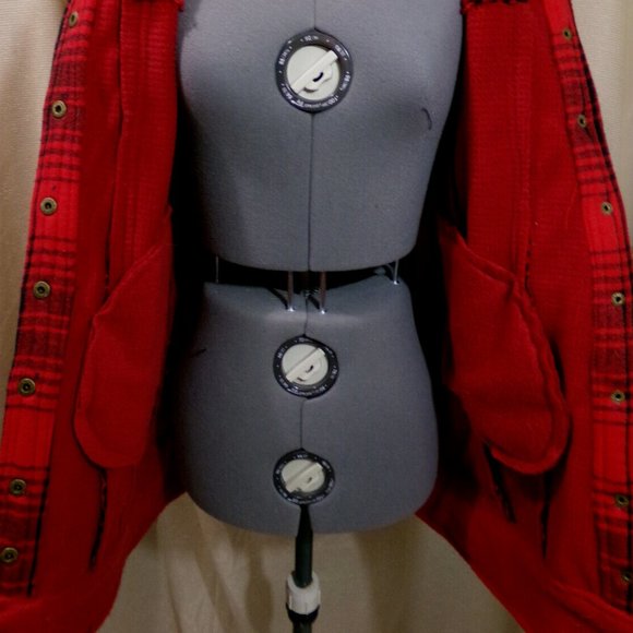 NEW Red Buffalo Plaid Snow Winter Parka Jacket Coat XS Red Black Snap up Trendy! - Picture 12 of 12